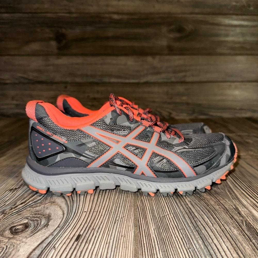 Asics Gel Scram 3 Bright Orange Grey Athletic All Terrain Trail Running 7.5